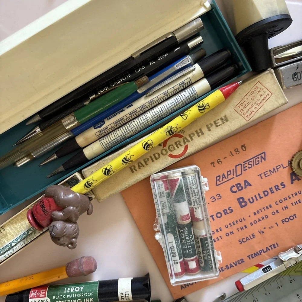 Vintage Drafting Tools ~ Supplies LOT Wrico, Staedtler, Eagle, Vemco, Keuffel 😊
